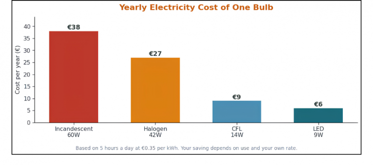 Yearly Electricity Cost Of one Bulb